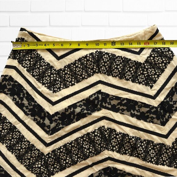 AKS Amy K Su Beige Black Satin Lace Size 14 A-Line Flowy Skirt Retroglam Regal - Picture 5 of 9